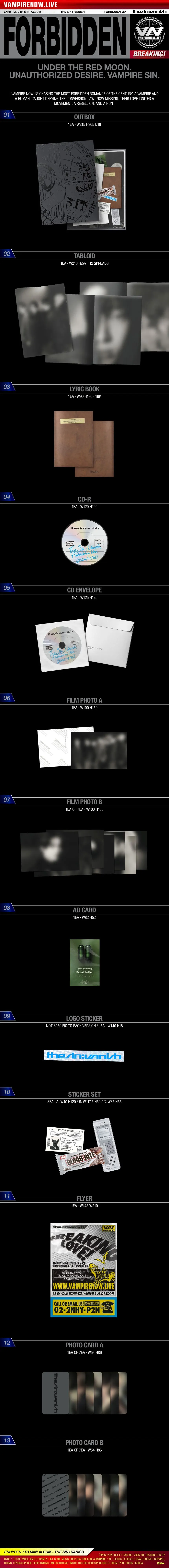 PRE-ORDER] ENHYPEN - The Sin : Vanish [9068] Album version Forbidden ver.